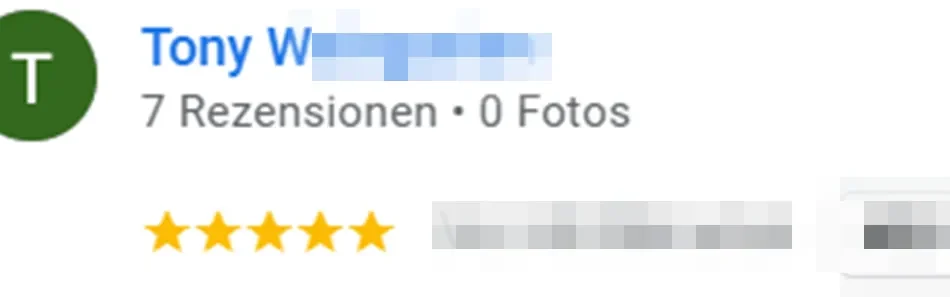 Zitat einer Bewertung eines Gastes auf Google Rezensionen