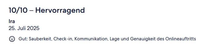 Zitat einer Bewertung eines Gastes auf FeWo Direkt