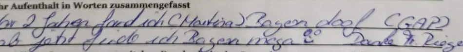 Zitat einer Bewertung eines Gastes durch unseren Fragenbogen bei der Abreise